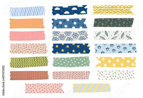 Collection of cute washi tape for planner vector illustration photo