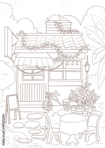 sketch of a cafe