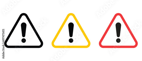 Caution warning signs set. Exclamation marks. Danger warning icon set.