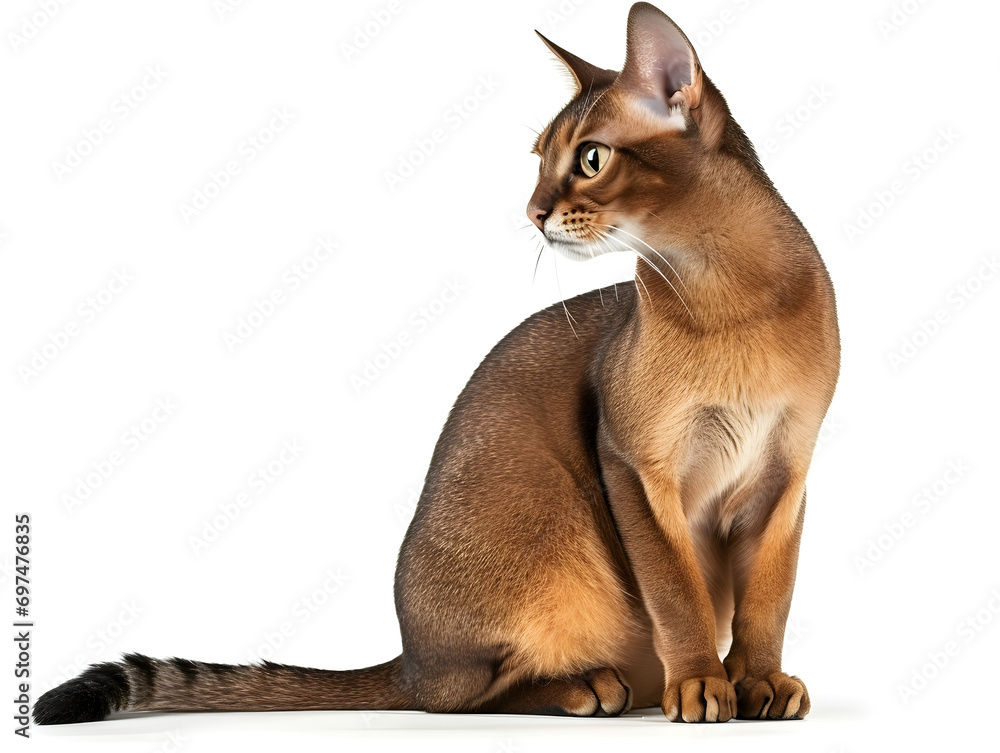 Abyssinia cat isolated on white
