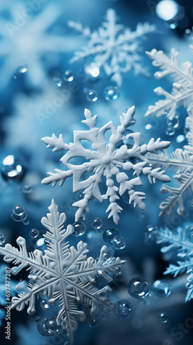 snowflakes on a blue background © lichaoshu