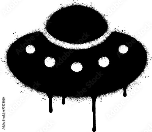 Spray Painted Graffiti ufo icon Sprayed isolated with a white background.
