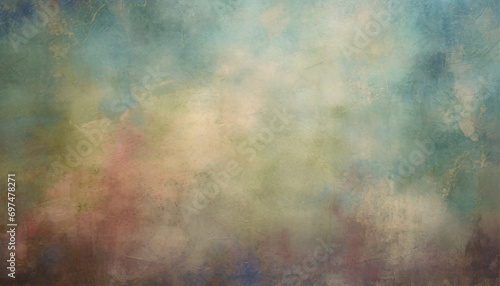 Blue, dark brown, light green gradient grunge wall, abstract background