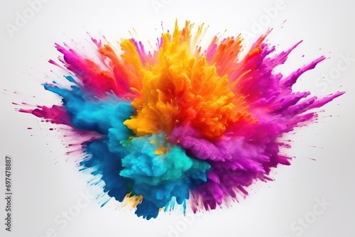 Colorful ink in water on a white background. Abstract background, Explosion of colored powder against a white backdrop, 3D rendering, AI Generated