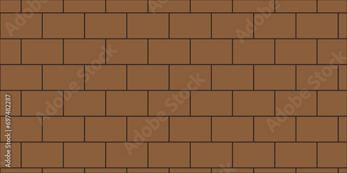 Dark black brick brown line wall background. concrete masonry construction stone block brick wallpaper. seamless building cement concrete wall grunge background.	