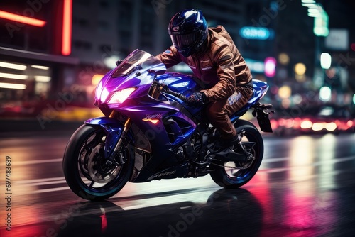 Sport Motorcycle Bike Rider in Panning Style © Hashen