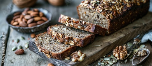 Nutrient-rich bread made from nuts and seeds photo