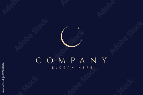 Crescent moon lunar logo icon design with stars