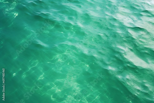 Generative AI : Transparent dark green clear water surface texture with ripples and splashes.