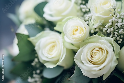 Generative AI   Wedding flowers  bridal bouquet closeup. Decoration made of roses