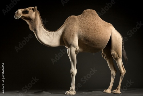 Picture of camel standing in studio. Generative AI