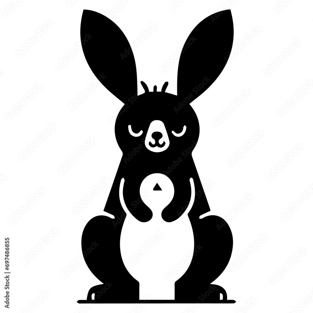 Obraz premium minimal Funny Animal Character vector silhouette, silhouette, black color, white background