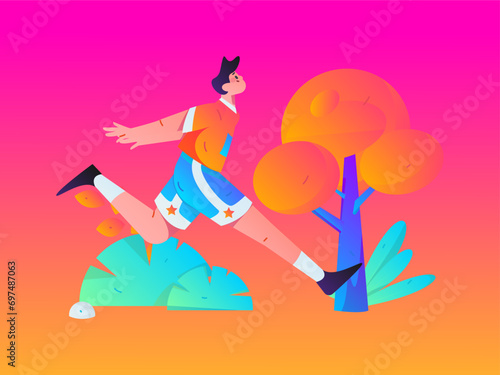 People exercising healthy running vector internet operation illustration © Lyn Lee