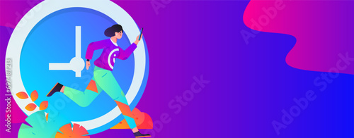 People exercising healthy running vector internet operation illustration
