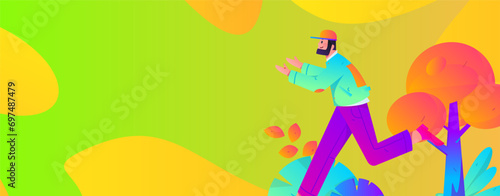 People exercising healthy running vector internet operation illustration

