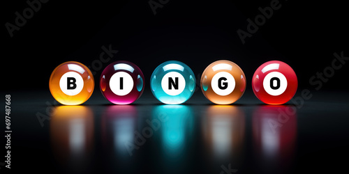 Balls with BINGO letters on them and suitable for banner. Generative AI
