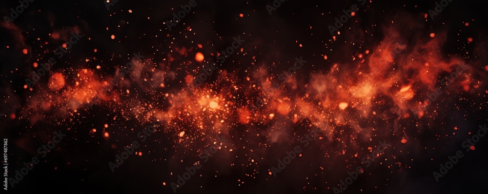 black background with a motif of burning flames. generative AI - obrazy, fototapety, plakaty 