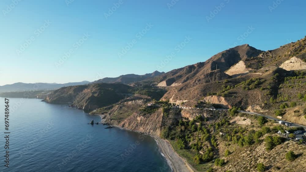 aerial of beautiful coastline and sea at canary islands aerial of beautiful coastline and sea at canary islands
