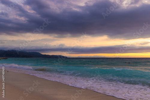 Sunset on the beach with clouds  Gili Meno  Indonesia