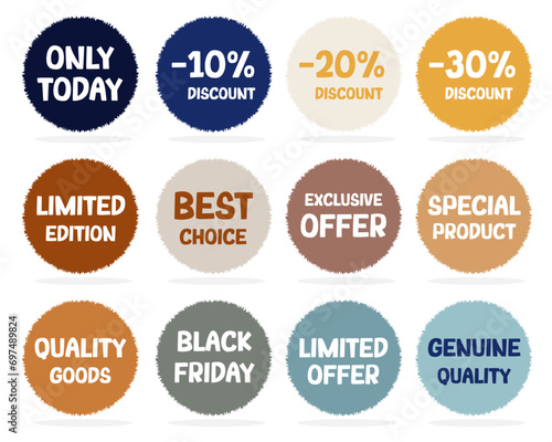 Set of sale tags, sale badges, sale labels, shopping or discount badges and more.