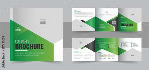 Conference square trifold brochure template, corporate square trifold brochure template