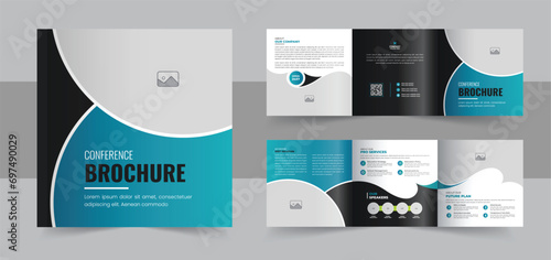 Square trifold brochure template, corporate square trifold brochure template layout vector photo