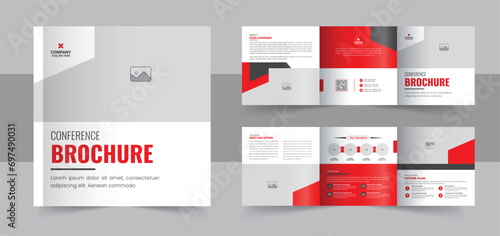 Business square trifold brochure template design, Creative conference square trifold brochure template