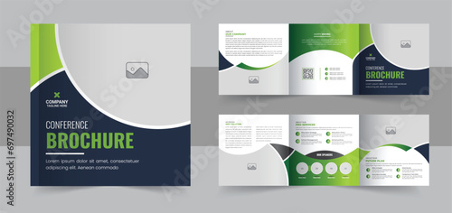 Creative conference square trifold brochure template, corporate square trifold brochure template or modern business trifold brochure design