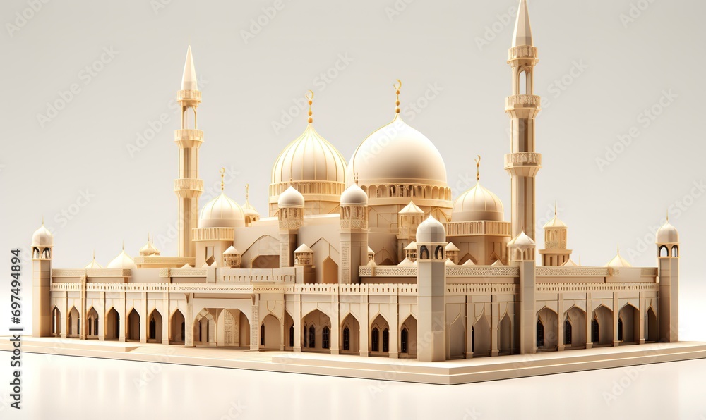 Obraz premium An illustration of a magnificent mosque design concept in a miniature form. Generative AI