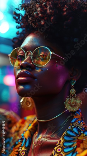 A black Afro woman image illustration © Leli