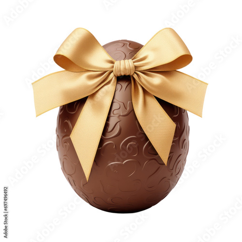 chocolate easter egg with ribbon photo