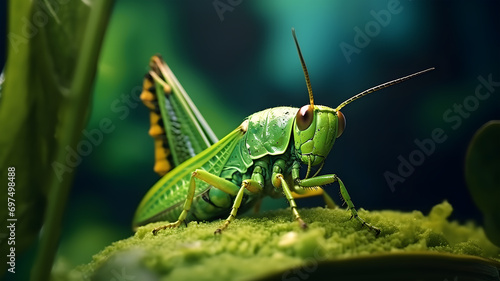 Grasshopper on a Leaf © DigitalNestEgg