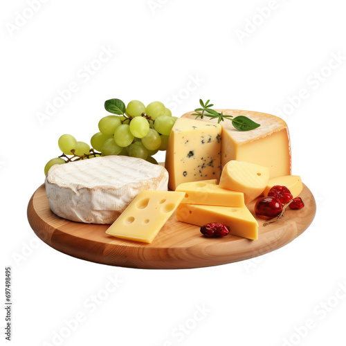 cheese board  or various types of cheese on wooden plate