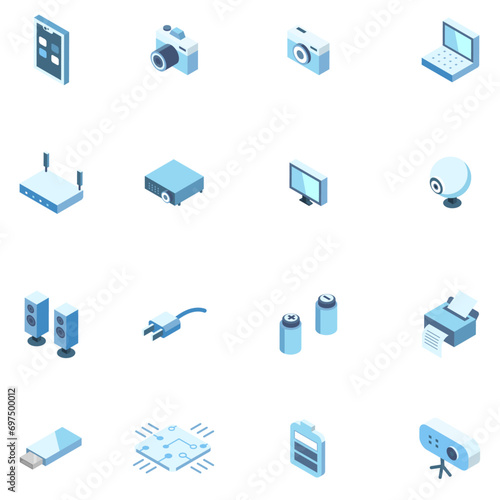  isometric degital simple illust set