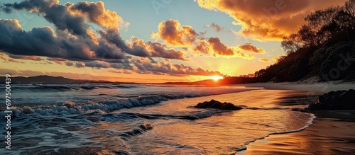 Leinwand Poster Oceanic sunset, Byron Bay, Aus.