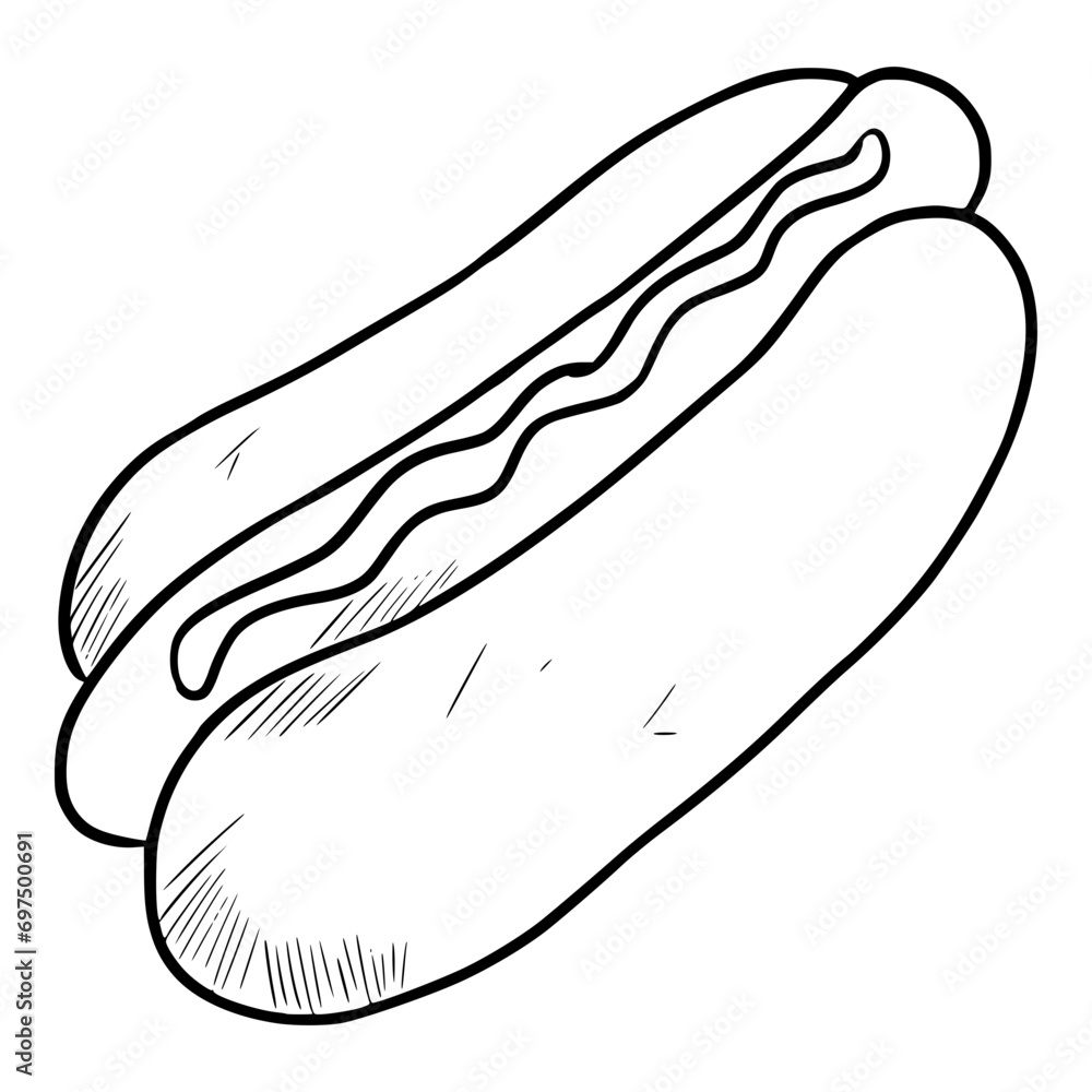 hotdog outline hand drawn illustration hotdog outline hand drawn illustration