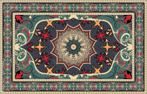 Carpet pattern Persian. Geometric ethnic oriental seamless pattern traditional Design for background. african pattern. rug , tile , wallpaper , Vector illustration. American