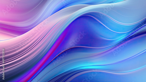 Holographic neon curved waves Abstract colorful gradients in motion colorful background created with Generative AI Technology