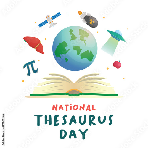 Flyers honoring National Thesaurus Day or promoting associated events might utilize National Thesaurus Day vector graphics. design of flyers, celebratory materials.