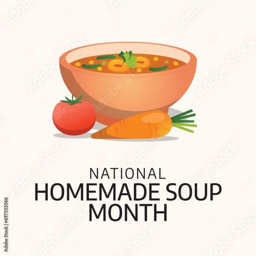 Flyers honoring National Homemade Soup Day or promoting associated events might utilize National Homemade Soup Day vector graphics. design of flyers, celebratory materials.