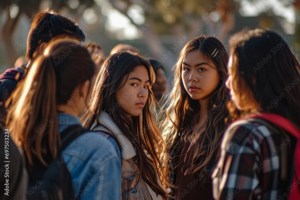 Group of young diverse women at their study place. Representing the diversity at the campus. Group of young diverse women at their study place. Representing the diversity at the campus.