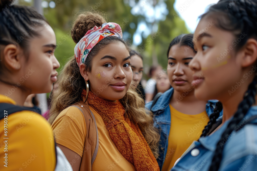 Group of young diverse women at their study place. Representing the diversity at the campus. Group of young diverse women at their study place. Representing the diversity at the campus.