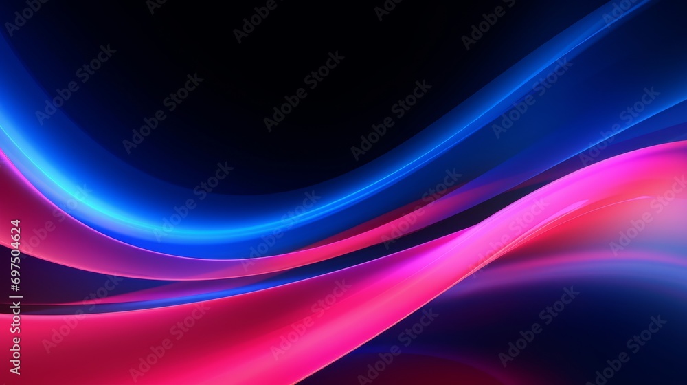 Neon blue and pink color strip wave paper on black. Abstract horizontal background Neon blue and pink color strip wave paper on black. Abstract horizontal background