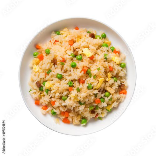 bowl of fried Rice top view isolated on transparent background Remove png, Clipping Path, pen tool