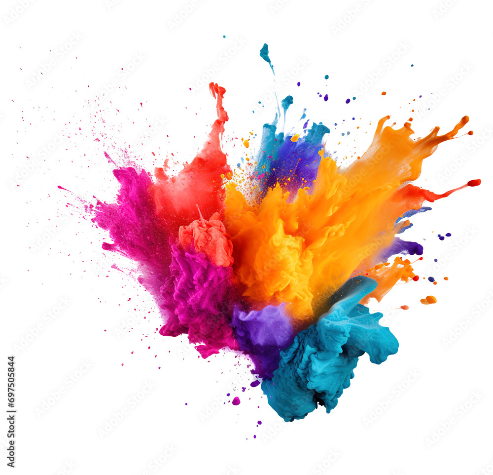 colorful paint splashes isolated on transparent background Remove png, Clipping Path, pen tool