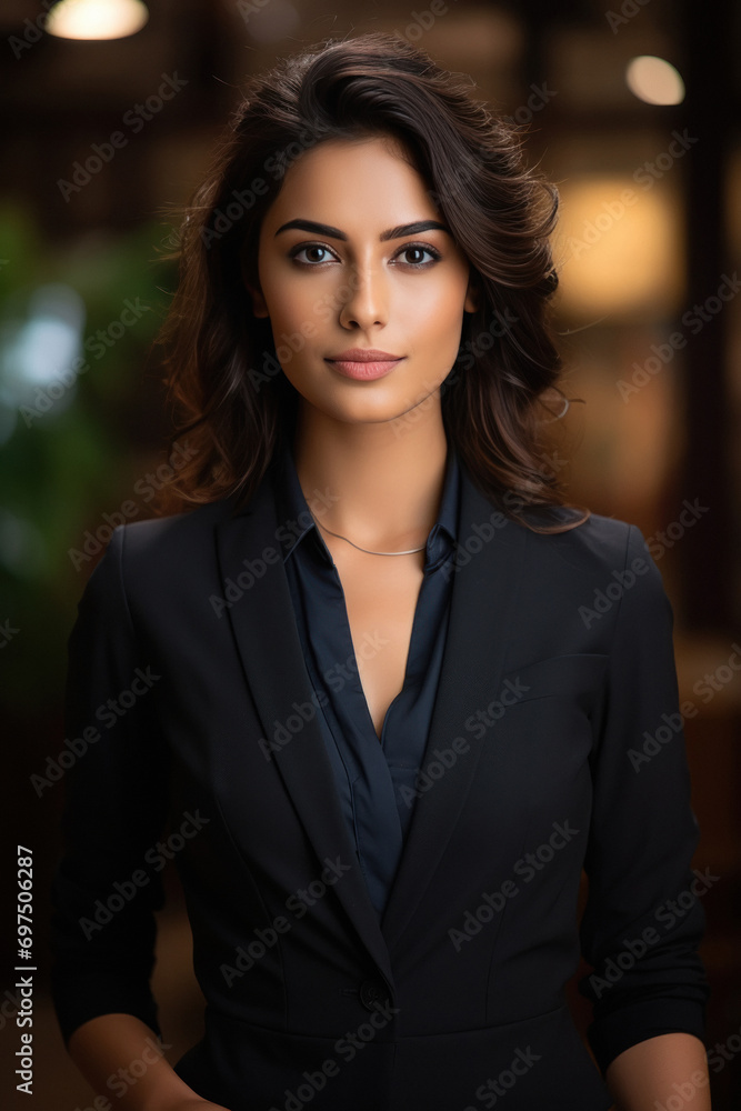 Young and confident indian businesswoman in suit, ready for going to office Young and confident indian businesswoman in suit, ready for going to office