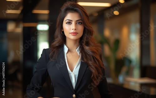 Young and confident indian businesswoman in suit  ready for going to office