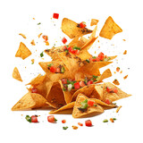 Flying Nachos isolated on transparent background Remove png, Clipping Path, pen tool