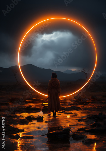 silhouette of a person Under the alien halo of science fiction