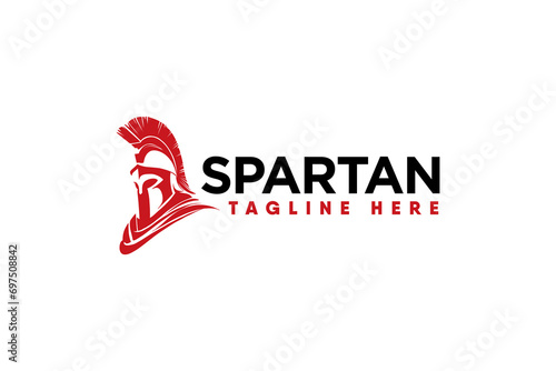 spartan vector logo in red silhouette style